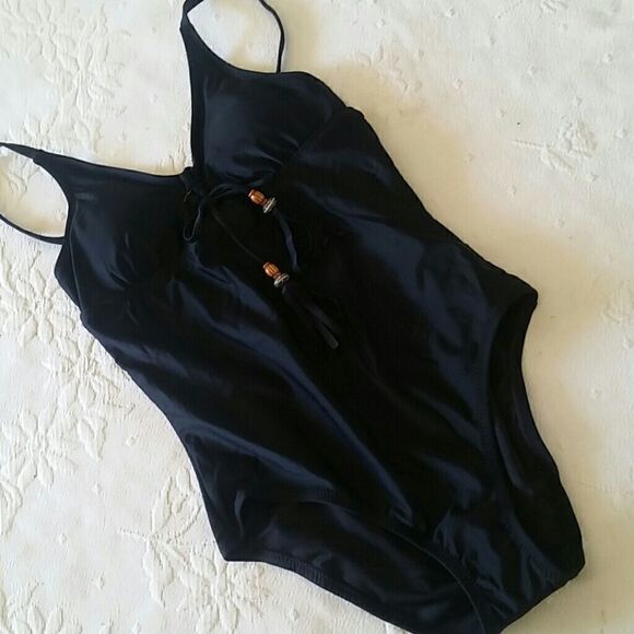 𝅺ANA Black One Piece Bathing Suit Swimsuit a.n.a. A New Approach - Picture 1 of 6
